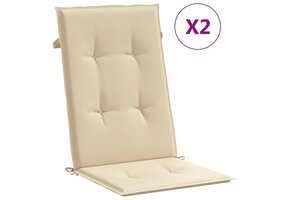 vidaXL Tuinstoelkussens Beige 2 Stuks Hoge Rug 51% Korting