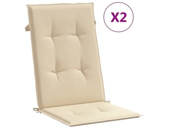 2x Tuinstoelkussens Beige Hoge Rug 120x50cm - 34% Korting!