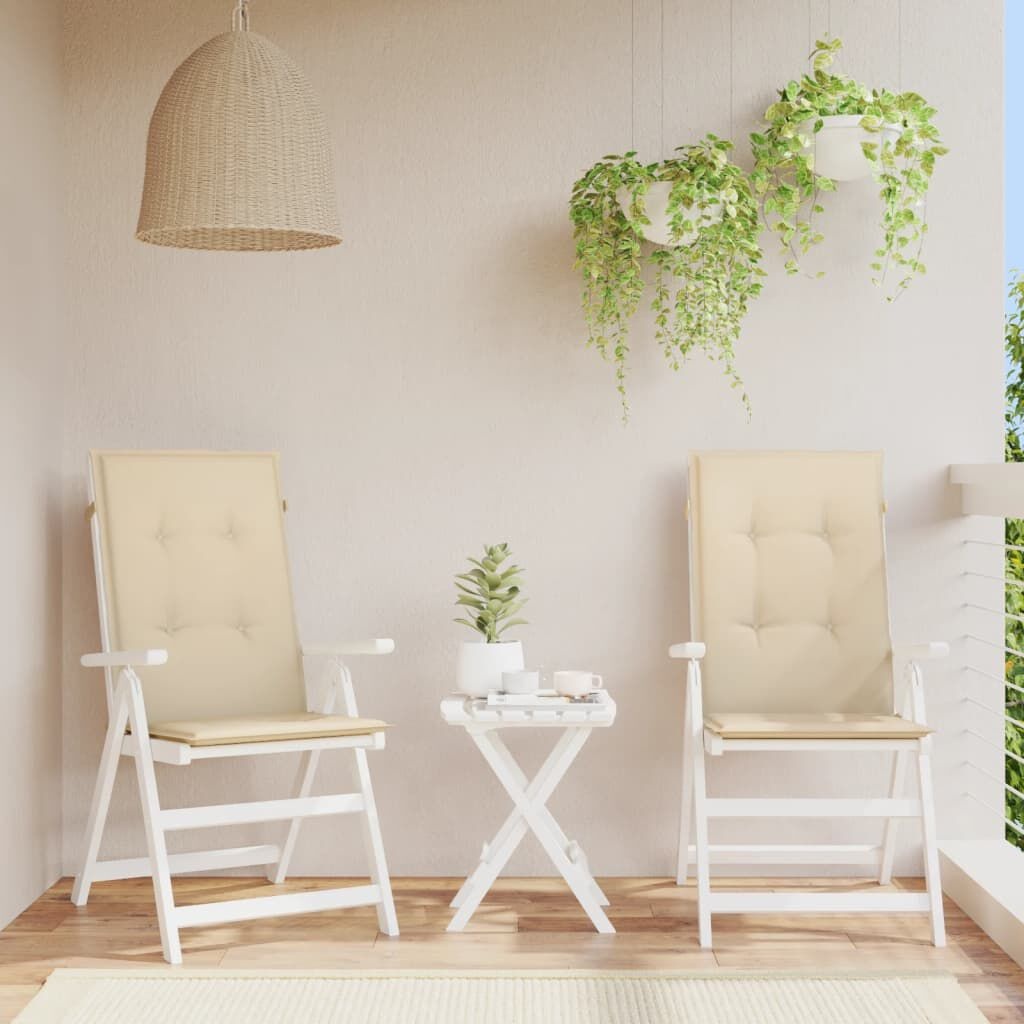 2x Tuinstoelkussens Beige Hoge Rug 120x50cm - 34% Korting!