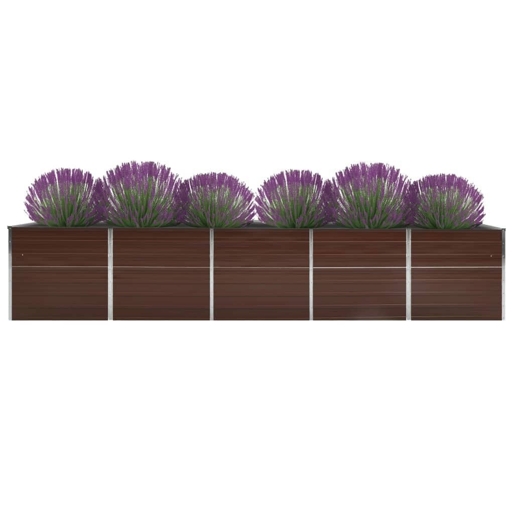 Verhoogde Plantenbak 400x80x77 cm Staal Bruin - 35% Korting!