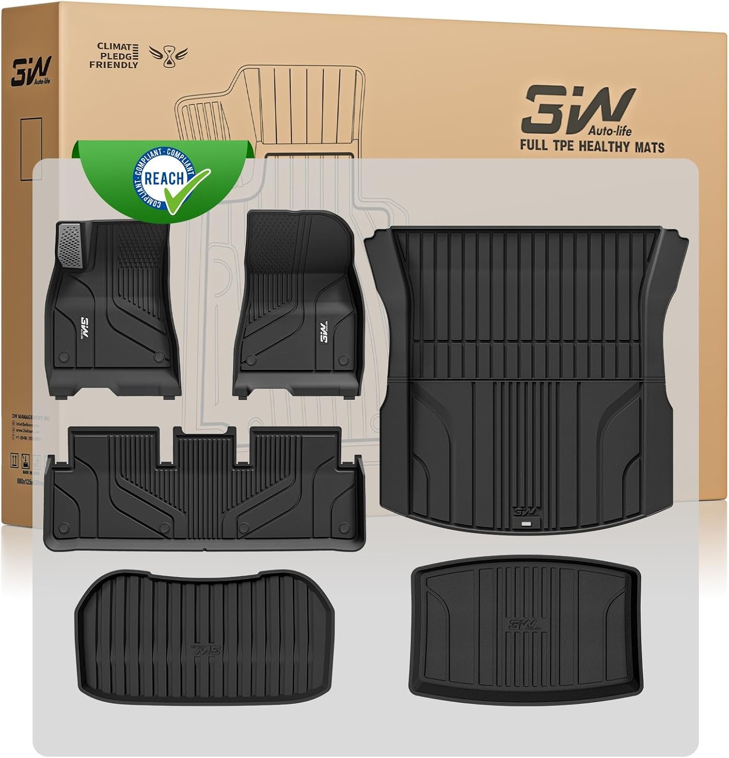 3W Vloermatten Tesla Model 3 Highland (2024-2025) - 6-delige Set
