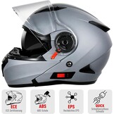 NENKI Motorhelm Klaphelm - ECE 22.06 - Maat L - Mat Zwart