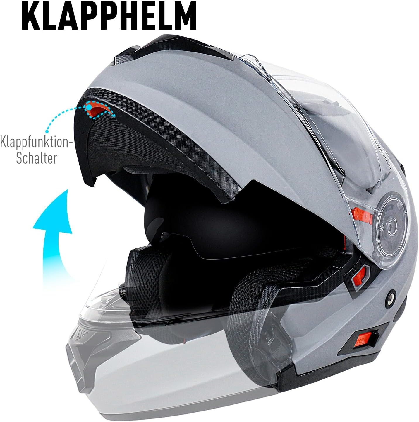 NENKI Motorhelm Klaphelm - ECE 22.06 - Maat L - Mat Zwart