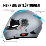 NENKI Motorhelm Klaphelm - ECE 22.06 - Maat L - Mat Zwart