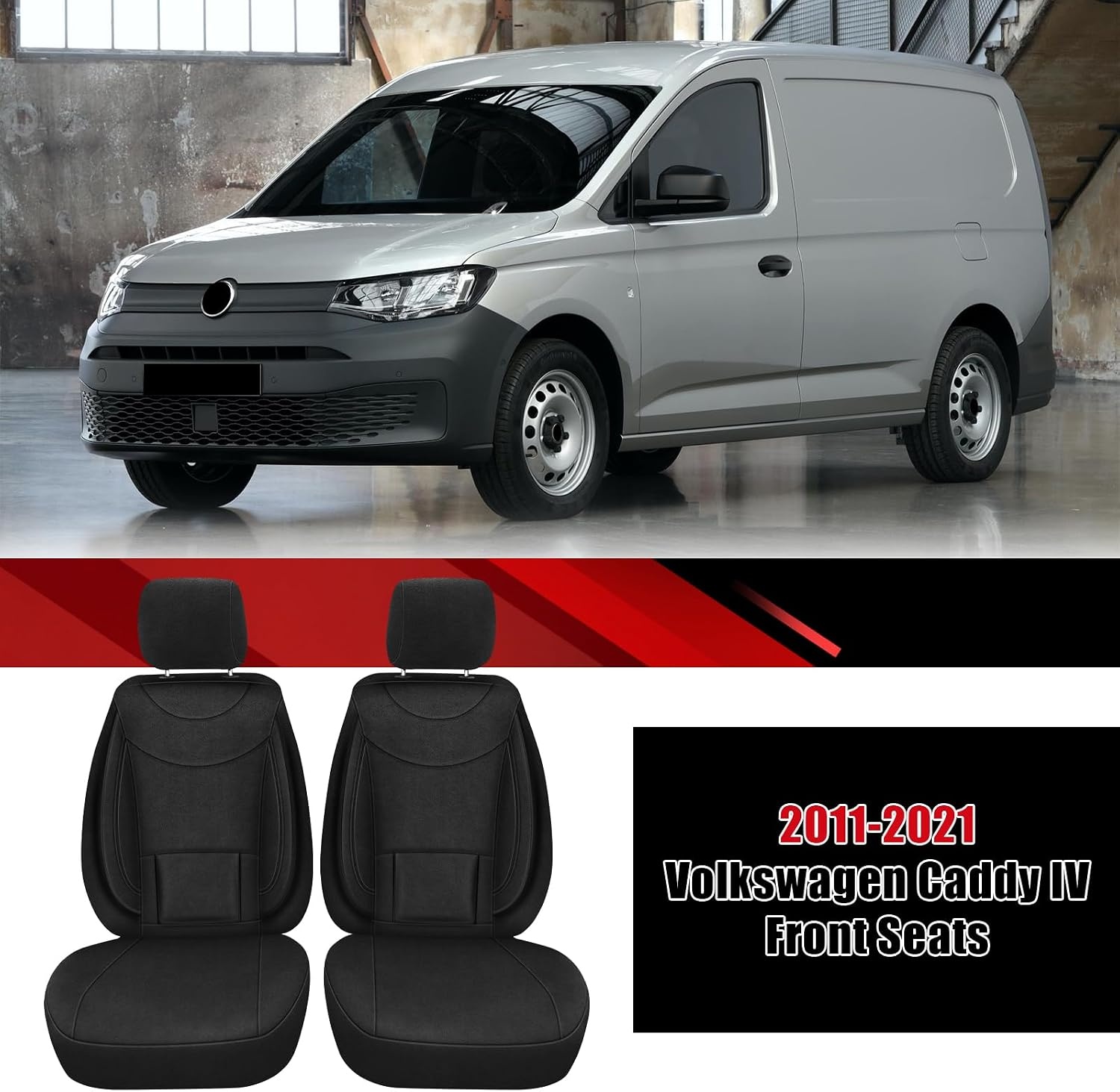 VW Caddy Autostoelhoezen Voorstoelen Zwart (2011-2021) - 29% Korting
