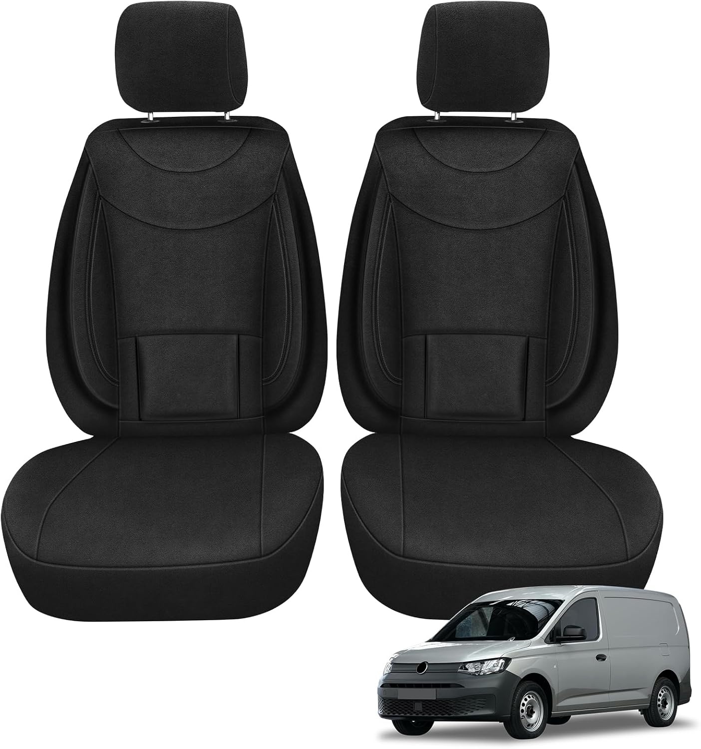 VW Caddy Autostoelhoezen Voorstoelen Zwart (2011-2021) - 29% Korting