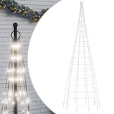 vidaXL LED Kerstboom Vlaggenmast 300cm - 550 LEDs Koud Wit - 34% Korting