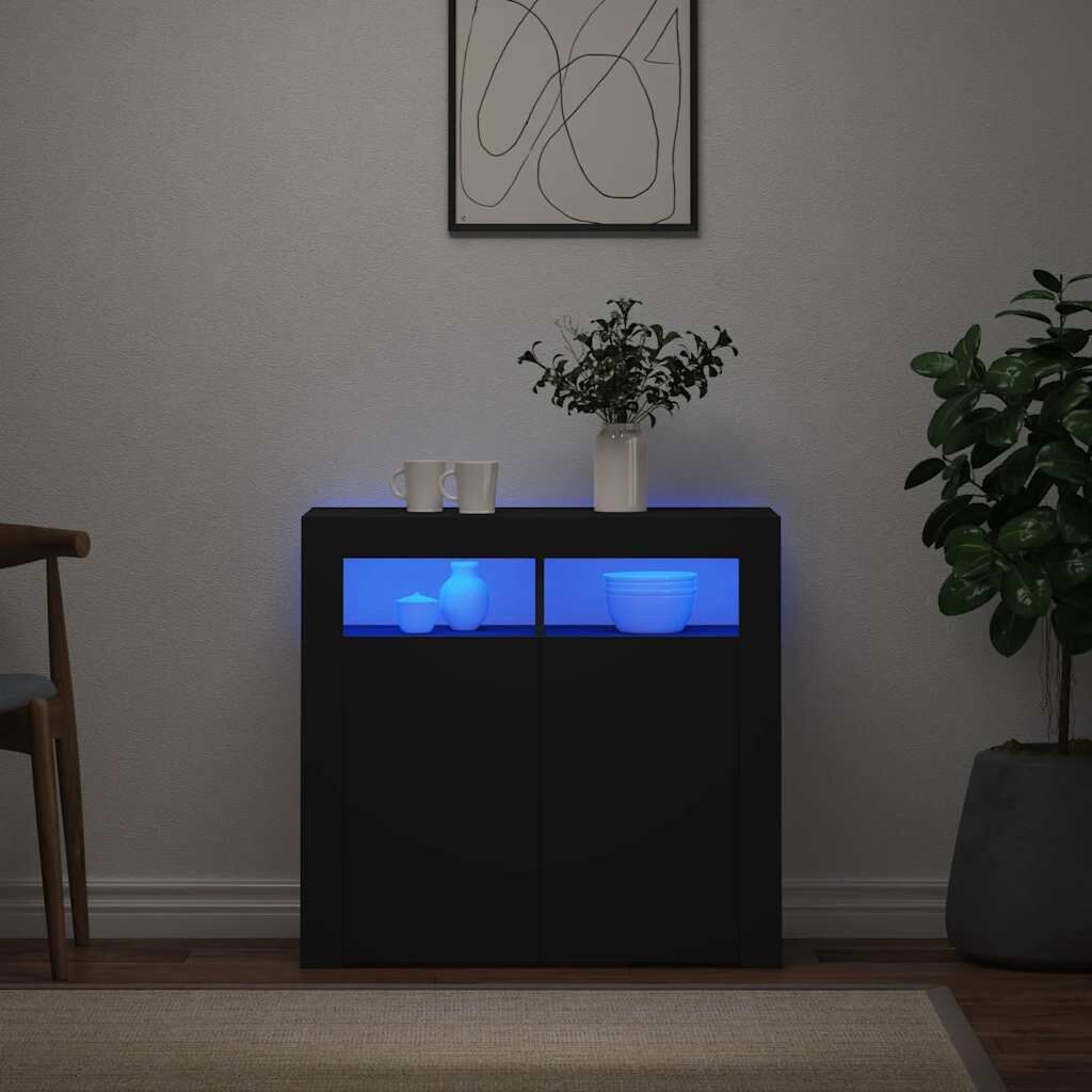 Zwart Dressoir met LED-verlichting 80x35x75 cm (59% Korting)