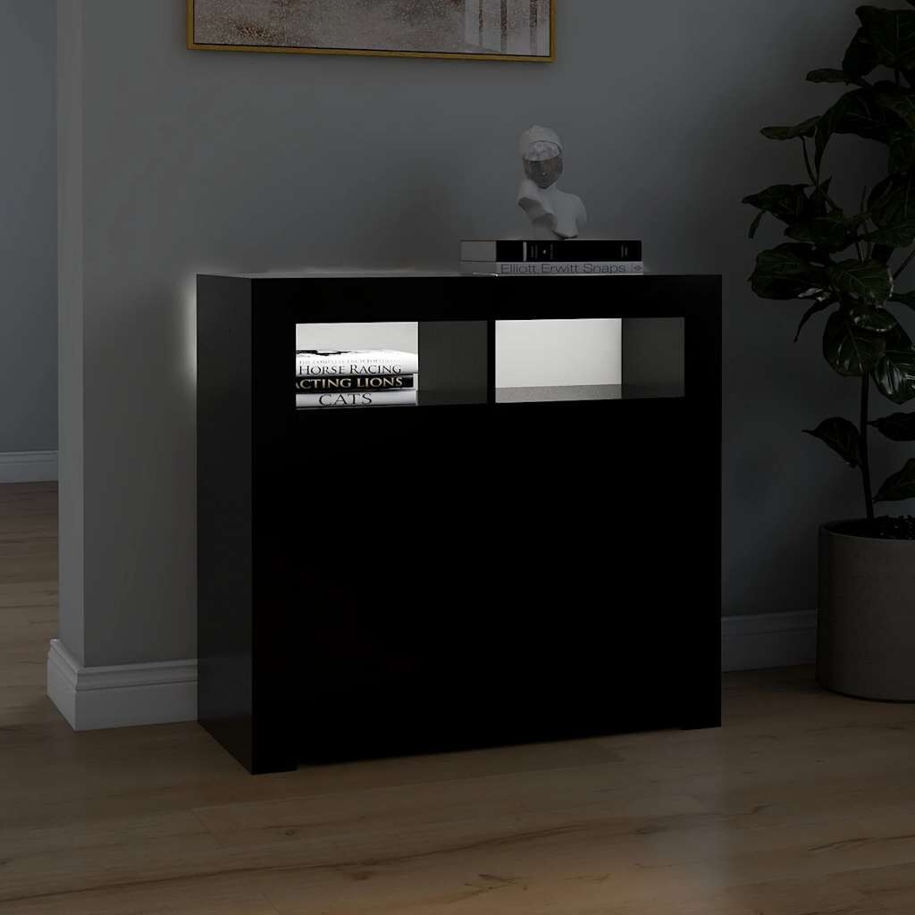 Zwart Dressoir met LED-verlichting 80x35x75 cm (59% Korting)