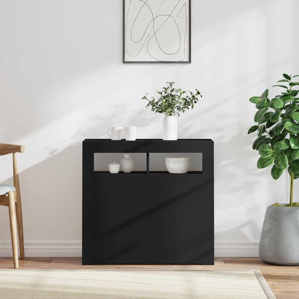 Zwart Dressoir met LED-verlichting 80x35x75 cm (59% Korting)