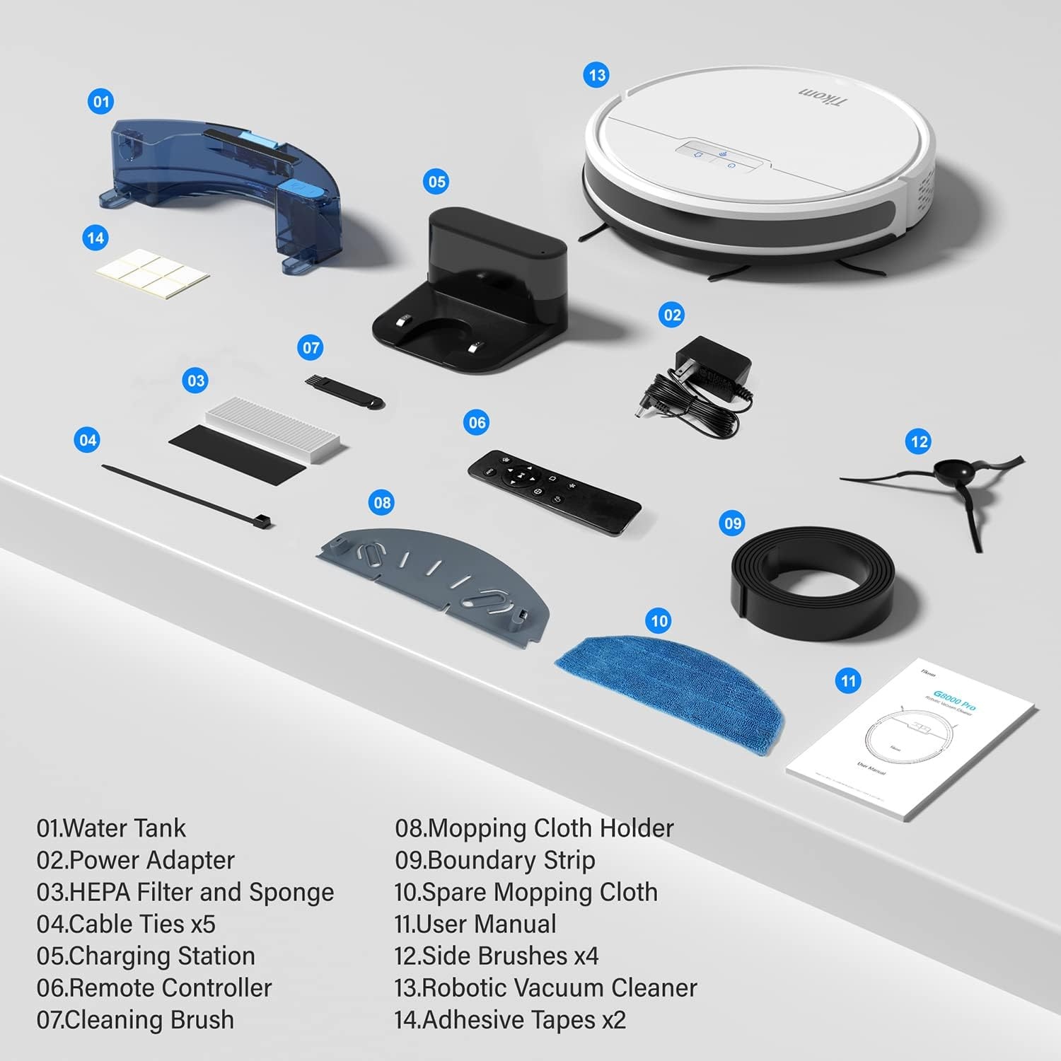 Tikom Robotstofzuiger G8000 Pro - 4500 Pa, 2-in-1, Wifi, Wit - 59% Korting!