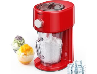 Reemix Slushy Maker Ice Shaver, slush-ijsmachine, 3 bedrijfsmodi voor grof en fijn ijs, roestvrijstalen messen, veiligheidssluiting (rood)