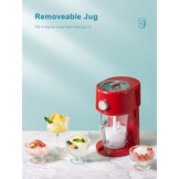 Reemix Slushy Maker Ice Shaver, slush-ijsmachine, 3 bedrijfsmodi voor grof en fijn ijs, roestvrijstalen messen, veiligheidssluiting (rood)