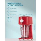 Reemix Slushy Maker Ice Shaver, slush-ijsmachine, 3 bedrijfsmodi voor grof en fijn ijs, roestvrijstalen messen, veiligheidssluiting (rood)