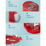 Reemix Slushy Maker Ice Shaver, slush-ijsmachine, 3 bedrijfsmodi voor grof en fijn ijs, roestvrijstalen messen, veiligheidssluiting (rood)