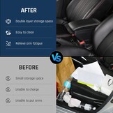 Dubbellaagse armsteunbox voor Kia Picanto 2006-2019, opbergdoos voor middenconsole met bekerhouder, accessoires, zwart