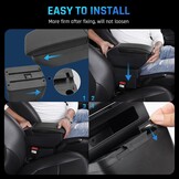 Dubbellaagse armsteunbox voor Kia Picanto 2006-2019, opbergdoos voor middenconsole met bekerhouder, accessoires, zwart