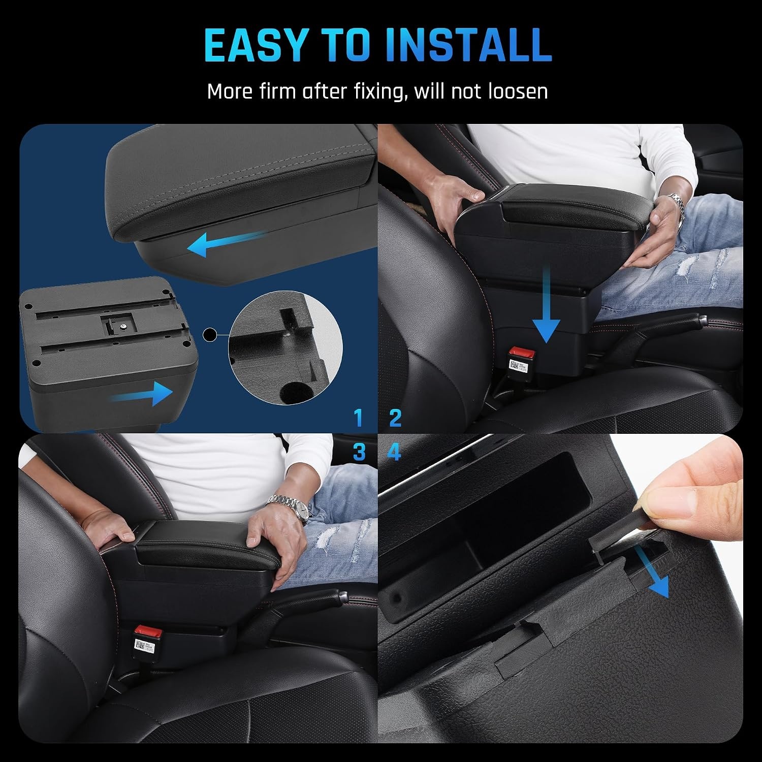 Dubbellaagse armsteunbox voor Kia Picanto 2006-2019, opbergdoos voor middenconsole met bekerhouder, accessoires, zwart
