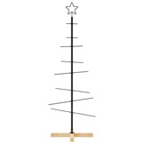 vidaXL Kerstdecoratie kerstboom met houten basis 120 cm metaal zwart