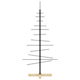 vidaXL Kerstdecoratie kerstboom met houten basis 120 cm metaal zwart