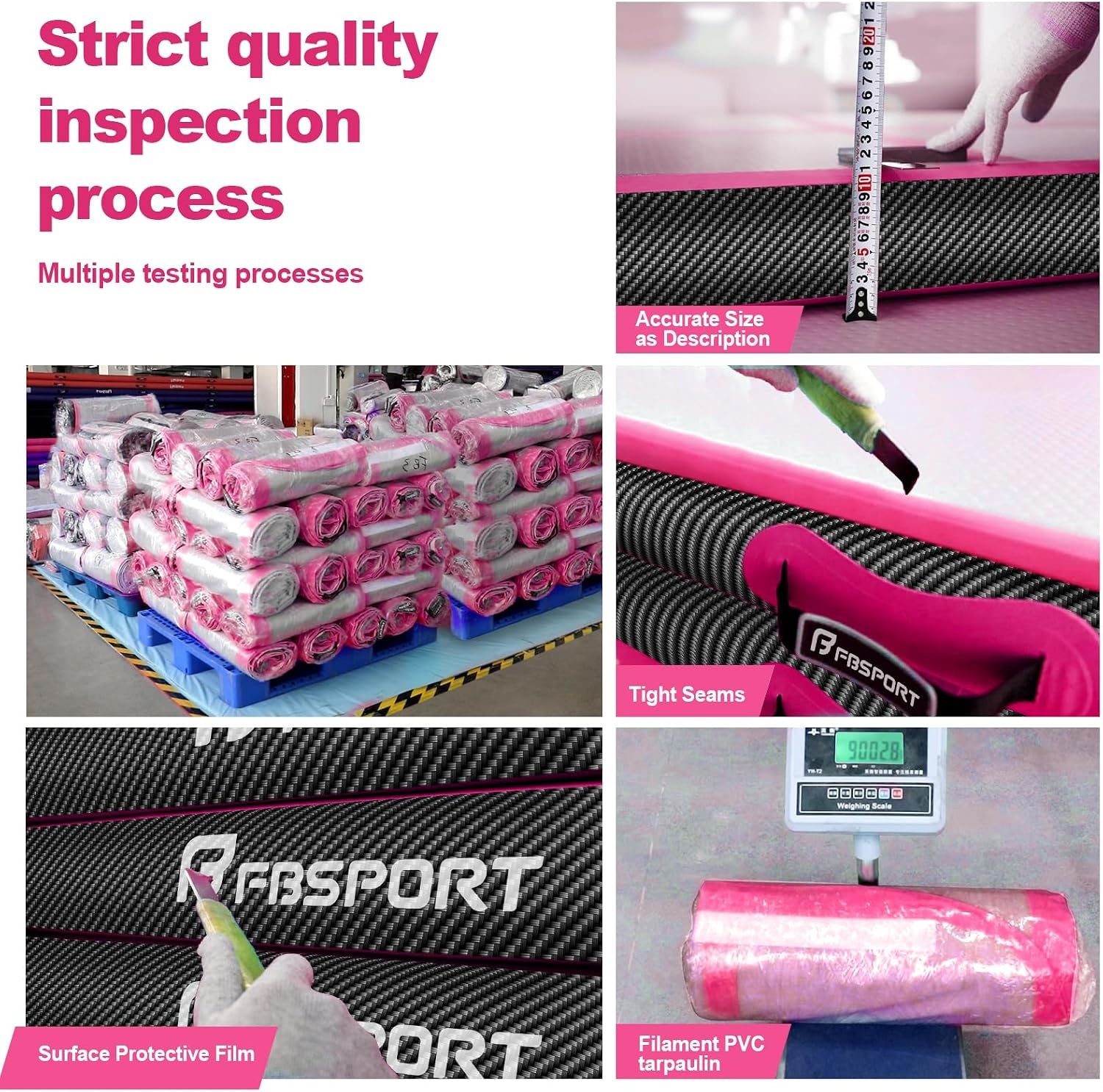 FBSPORT Opblaasbare gymnastiekmat, 3 m, tuimelmat, 20 cm dik, met elektrische luchtpomp, voor thuis, sportschool, yoga, pilates en waterplezier, draagbaar en gemakkelijk op te bergen