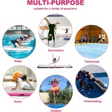 FBSPORT Opblaasbare gymnastiekmat, 3 m, tuimelmat, 20 cm dik, met elektrische luchtpomp, voor thuis, sportschool, yoga, pilates en waterplezier, draagbaar en gemakkelijk op te bergen