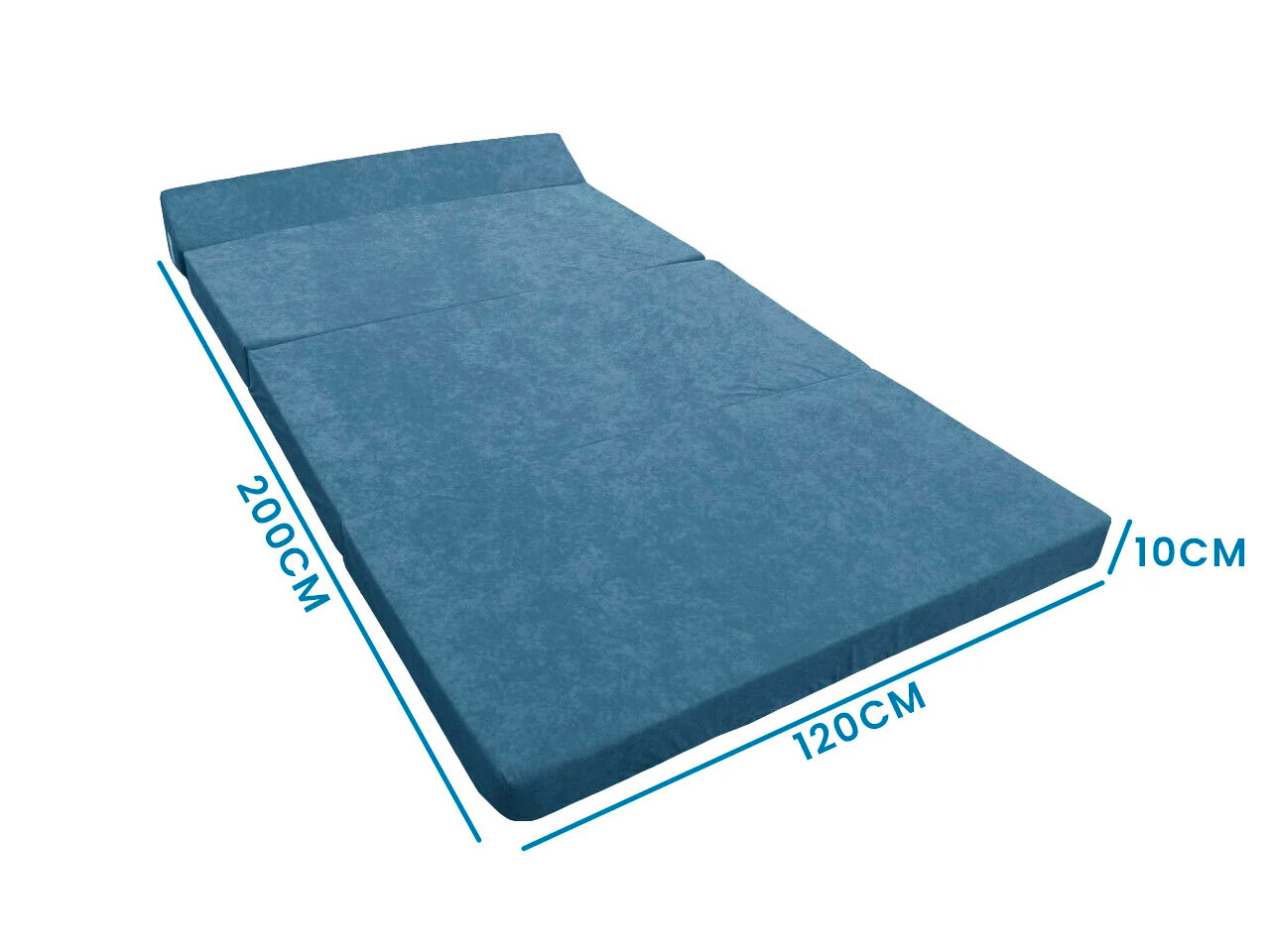 Opvouwbaar matras met hoofdkussen - Wasbare hoes - 200cm x 120cm x 10cm - Petrol