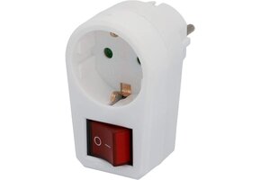 Schuko tussenstekker met schakelaar (wit) - Bespaar energie - 46% korting
