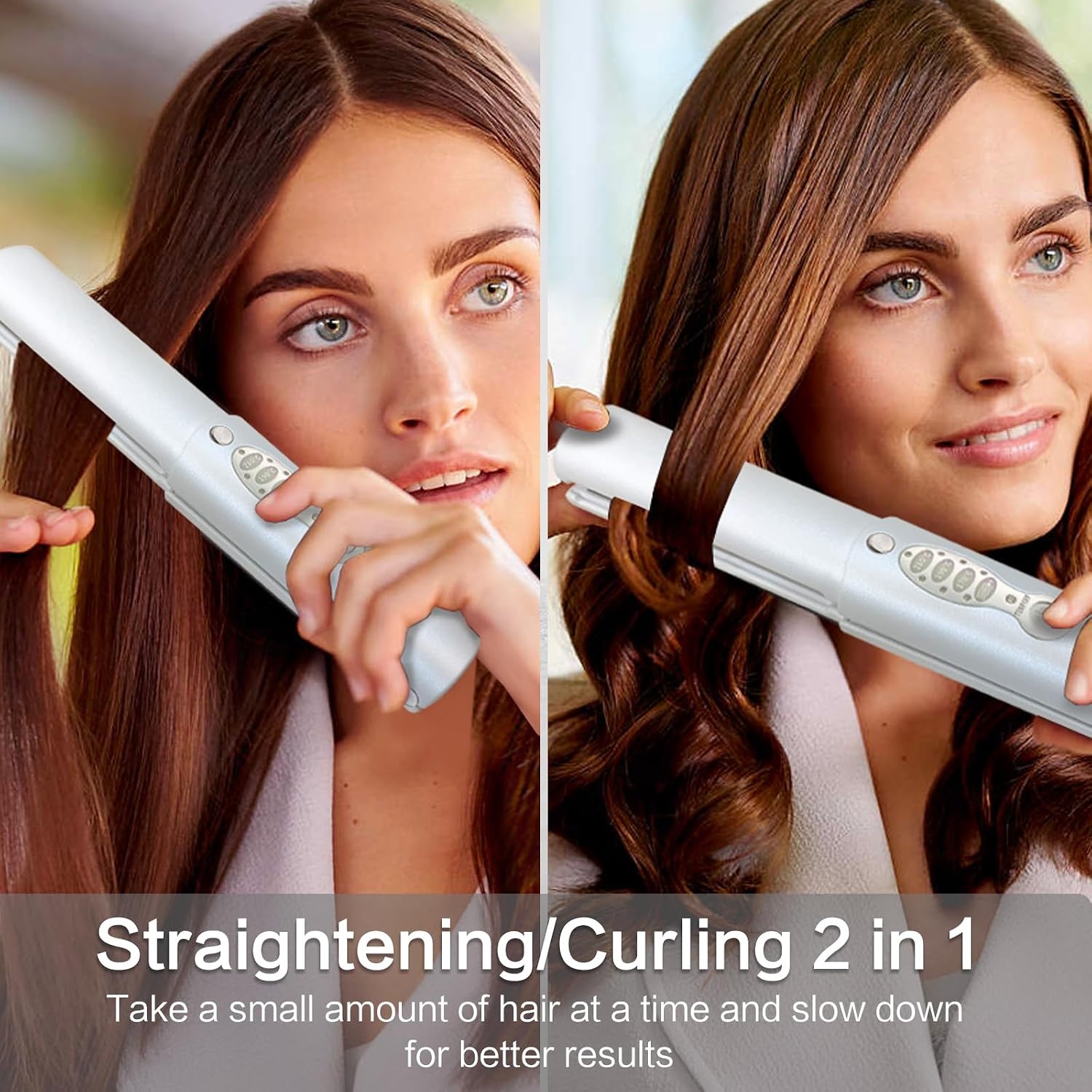 Draadloze stijltangen 5000 mAh Lange afstand Titanium Draagbare Flat Iron Draadloze Mini Stijltang 2 in 1 voor rechttrekken en krullen, reisstijltang max. 210 ℃/400 ° F warmt op in seconden