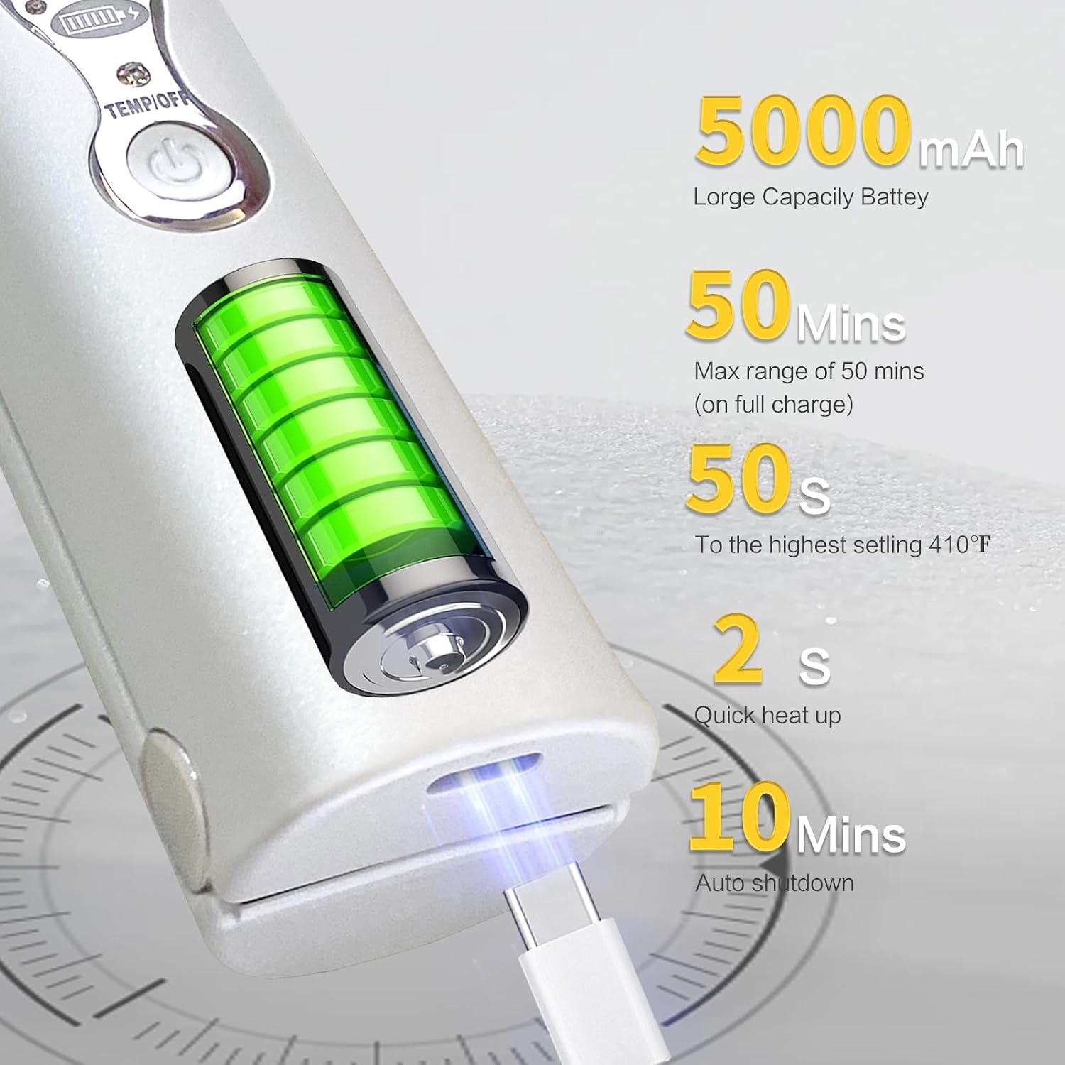 Draadloze stijltangen 5000 mAh Lange afstand Titanium Draagbare Flat Iron Draadloze Mini Stijltang 2 in 1 voor rechttrekken en krullen, reisstijltang max. 210 ℃/400 ° F warmt op in seconden