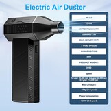 Elektrische stofblazer, 110.000 tpm, elektrische luchtblazer, 3 snelheden instelbare mini-blazer met accu, draadloze turbo-ventilator voor pc, toetsenbord, auto, dierenharen, outdoor en huis