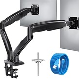 HUANUO Dubbele Monitor Arm voor 2 Schermen 15 tot 35 Inch - Gasveer - Zwart