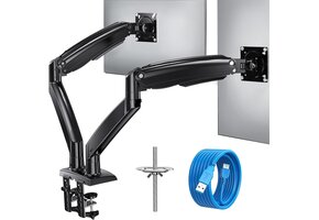 Dubbele Monitorarm Gasveer Zwart 15-35 inch | Max. 12 kg/arm | 48% Korting