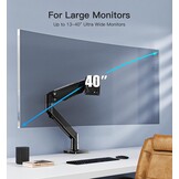 HUANUO Dubbele Monitor Arm voor 2 Schermen 15 tot 35 Inch - Gasveer - Zwart