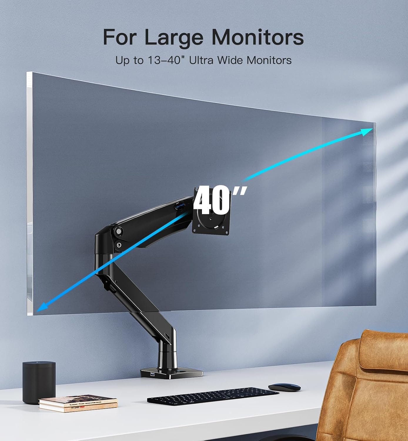 HUANUO Dubbele Monitor Arm voor 2 Schermen 15 tot 35 Inch - Gasveer - Zwart