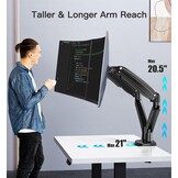 HUANUO Dubbele Monitor Arm voor 2 Schermen 15 tot 35 Inch - Gasveer - Zwart