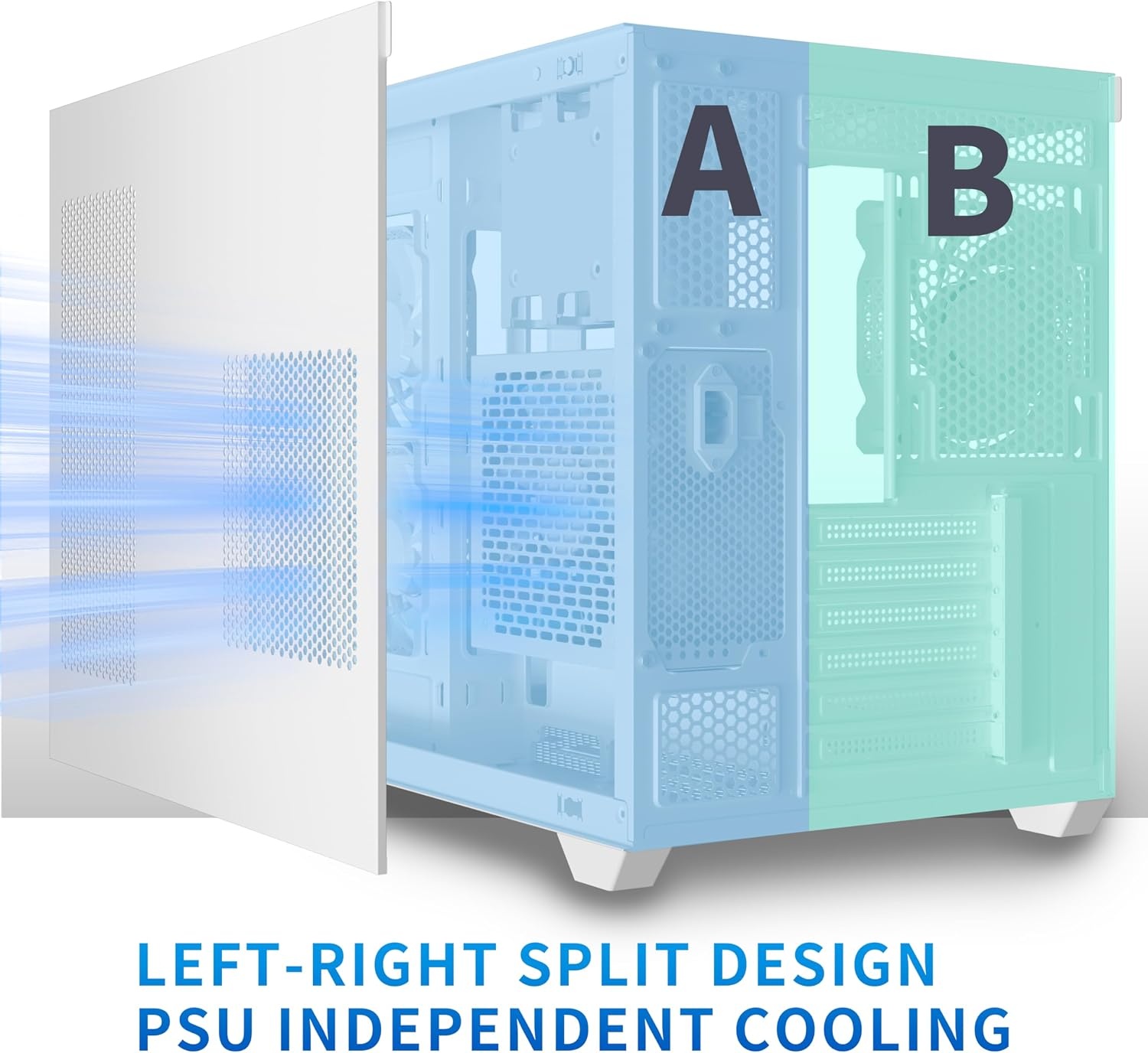 MUSETEX Y6 ATX PC Behuizing Wit met 3 Niet-LED Ventilatoren