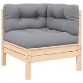 vidaXL 3-delige Loungeset met grijze kussens massief grenenhout