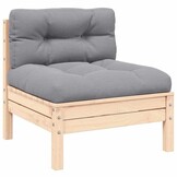 vidaXL 3-delige Loungeset met grijze kussens massief grenenhout