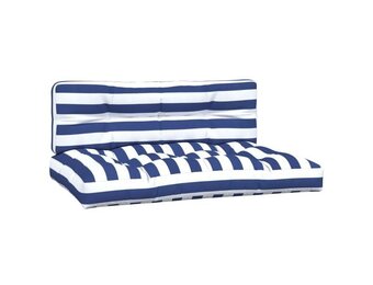 vidaXL Palletkussens 2 st stof gestreept wit en blauw