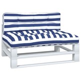 vidaXL Palletkussens 2 st stof gestreept wit en blauw