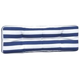 vidaXL Palletkussens 2 st stof gestreept wit en blauw