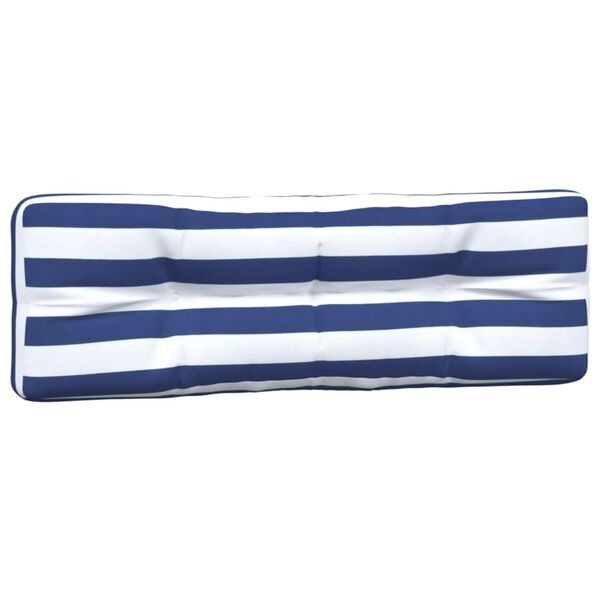 vidaXL Palletkussens 2 st stof gestreept wit en blauw