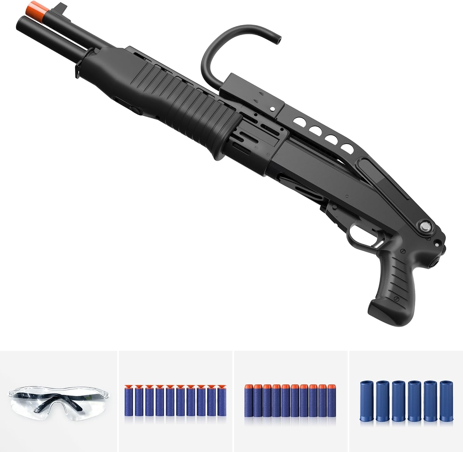 Yumuşak Köpük Mermi Patlatma Oyuncağı, Colliford Oyuncak Tabancası, Yumuşak Kurşun Atış Oyuncağı, Kabuk Çıkartmalı Köpük Blaster, Köpük Dart Blaster (SPAS 12) (Siyah)