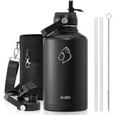 BUZIO Vacuüm geïsoleerde roestvrijstalen waterfles 64 oz (koud voor 48 uur/warm voor 24 uur) BPA vrije dubbelwandige reismok voor buitensporten wandelen, fietsen, kamperen, hardlopen