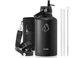 Grote RVS Waterfles 1.9L Zwart - 48u Koud, 24u Warm - 50% Korting