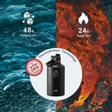BUZIO Vacuüm geïsoleerde roestvrijstalen waterfles 64 oz (koud voor 48 uur/warm voor 24 uur) BPA vrije dubbelwandige reismok voor buitensporten wandelen, fietsen, kamperen, hardlopen