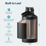 BUZIO Vacuüm geïsoleerde roestvrijstalen waterfles 64 oz (koud voor 48 uur/warm voor 24 uur) BPA vrije dubbelwandige reismok voor buitensporten wandelen, fietsen, kamperen, hardlopen