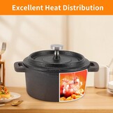 Nederlandse Oven Dubbele Traditionele Stijl Verdikte Ergonomische Handvat Isolatie Gietijzeren Kookpot met Deksel Braadpan Kookgerei voor Thuis Keuken(20CM)
