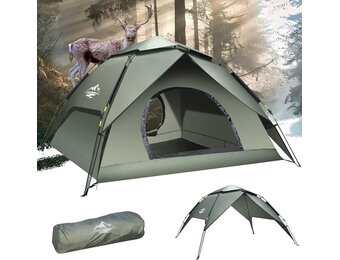Campingtent, automatische onmiddellijke tent voor 2-3 personen, pop-up, dubbellaags, waterdicht en winddicht, ultralichte koepeltent, uv-bescherming, eenvoudige installatie voor trekking, gezinnen,